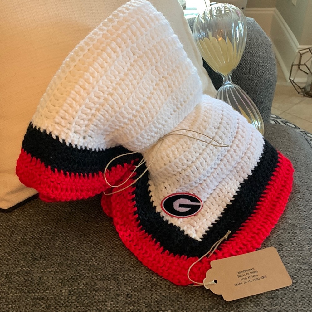 “Classic UGA” child’s blanket lovingly made by hand in the USA